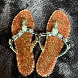 Sam Edelman turquoise flip flops